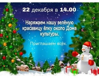 Наряжаем нашу зеленую красавицу около Коростынского Дома культуры