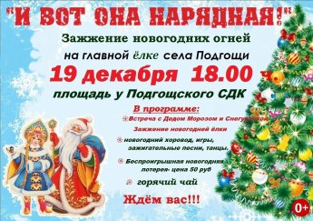 Приглашаем на торжественное зажжение новогодней елки в с.Подгощи